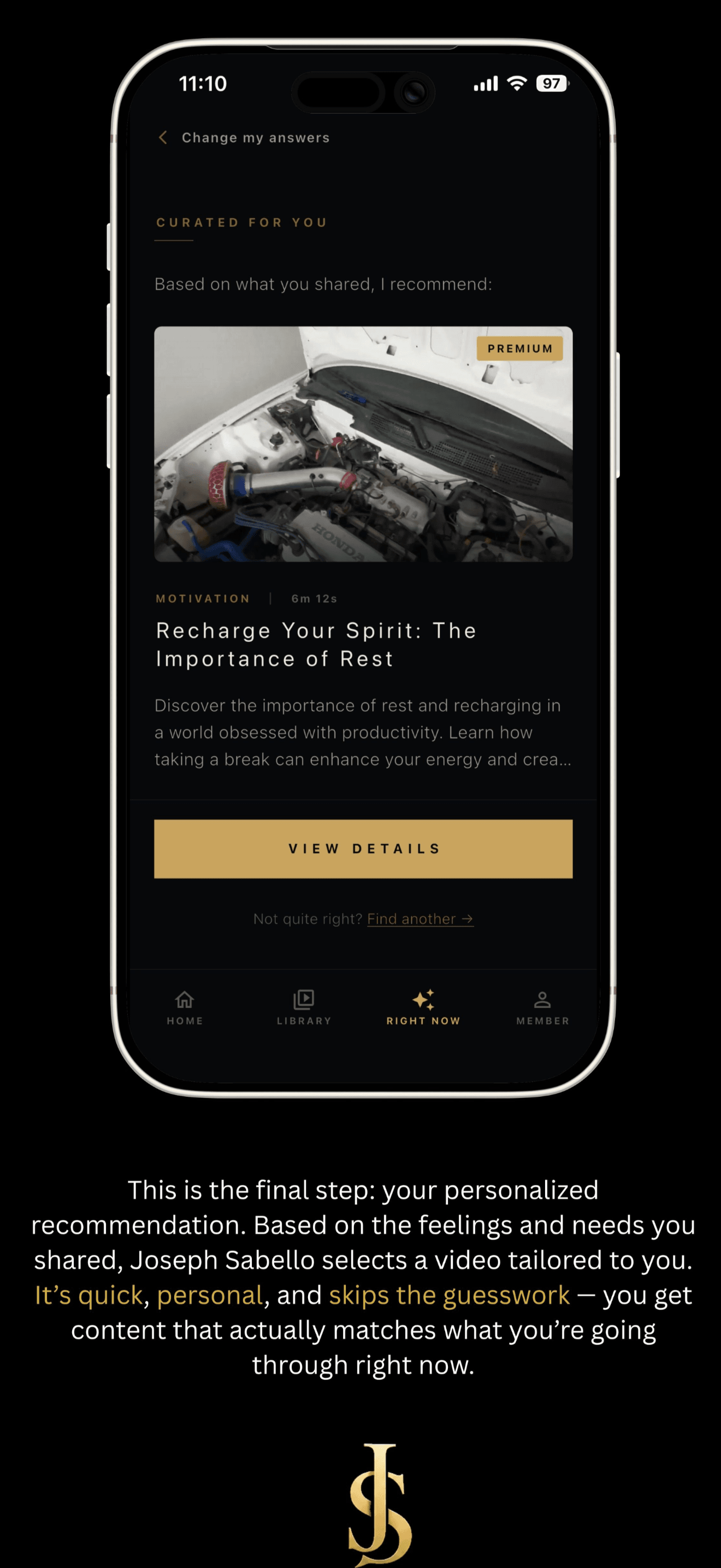 Joseph Sabello app — screen 9