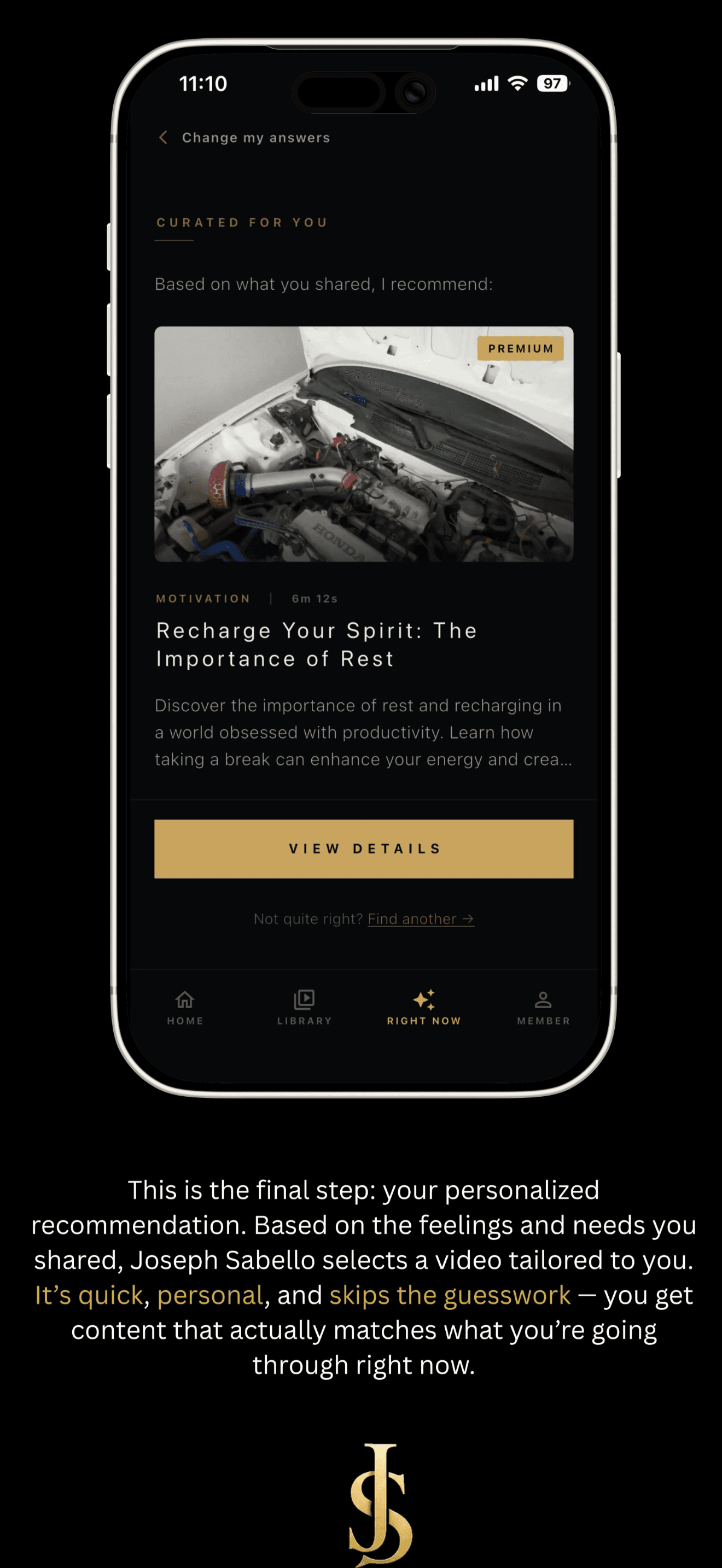 Joseph Sabello app — screen 9